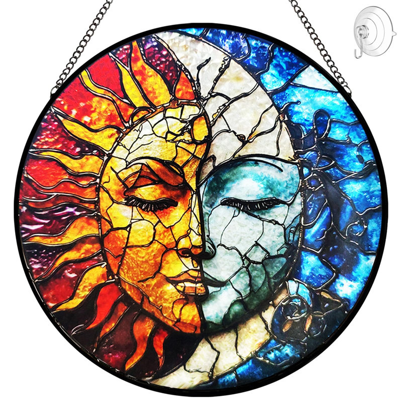 Sun and Moon Suncatcher vitrail suspendu - décorations célestes Sun Catchers Wall Art Home Garden Decorations - 8 "fait à la main pour attraper les fenêtres