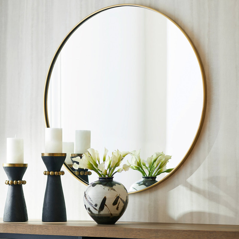 Harmony Round Metal Mirror, Gold