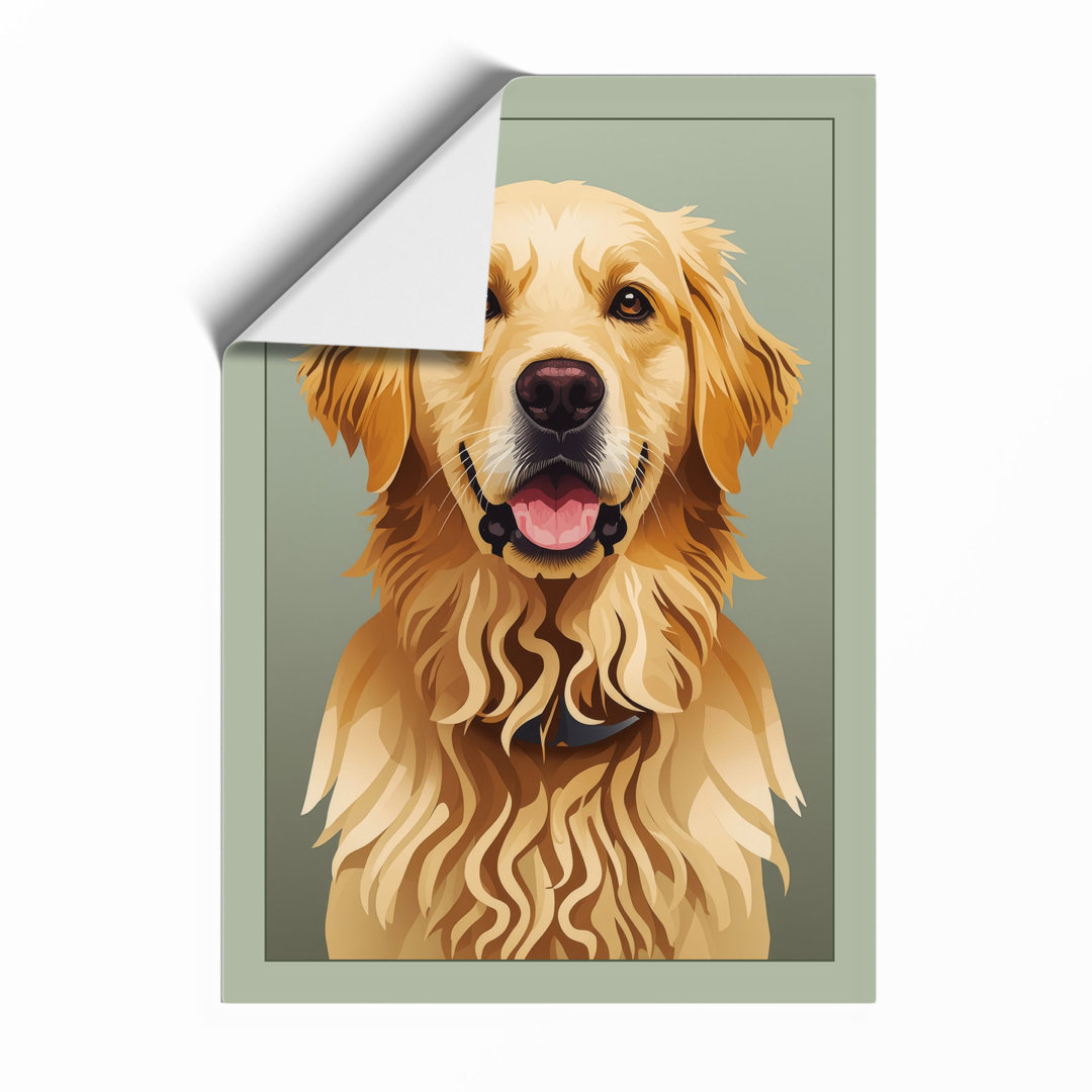 Golden Retriever Portrait Modern - Framed Print