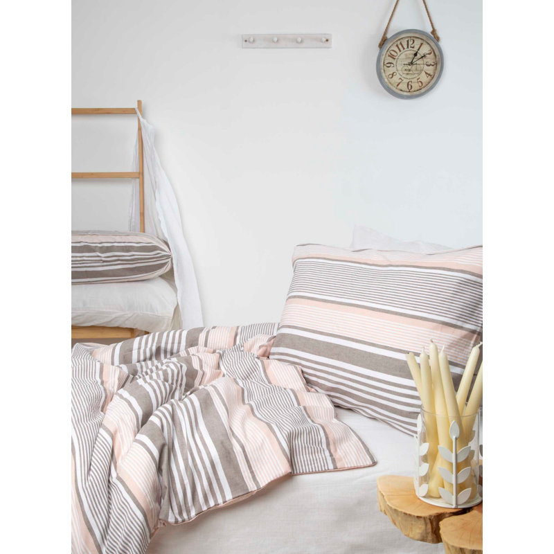 Ensemble de housse de couette 100% coton 4 pièces orange / gris / blanc Cychosz