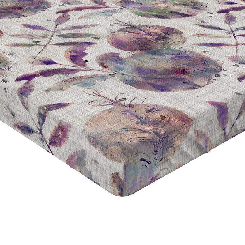 Drap-housse rustique Ambesonne, Bleu-violet, aubergine pâle / floral, Drap-housse de taille très grand