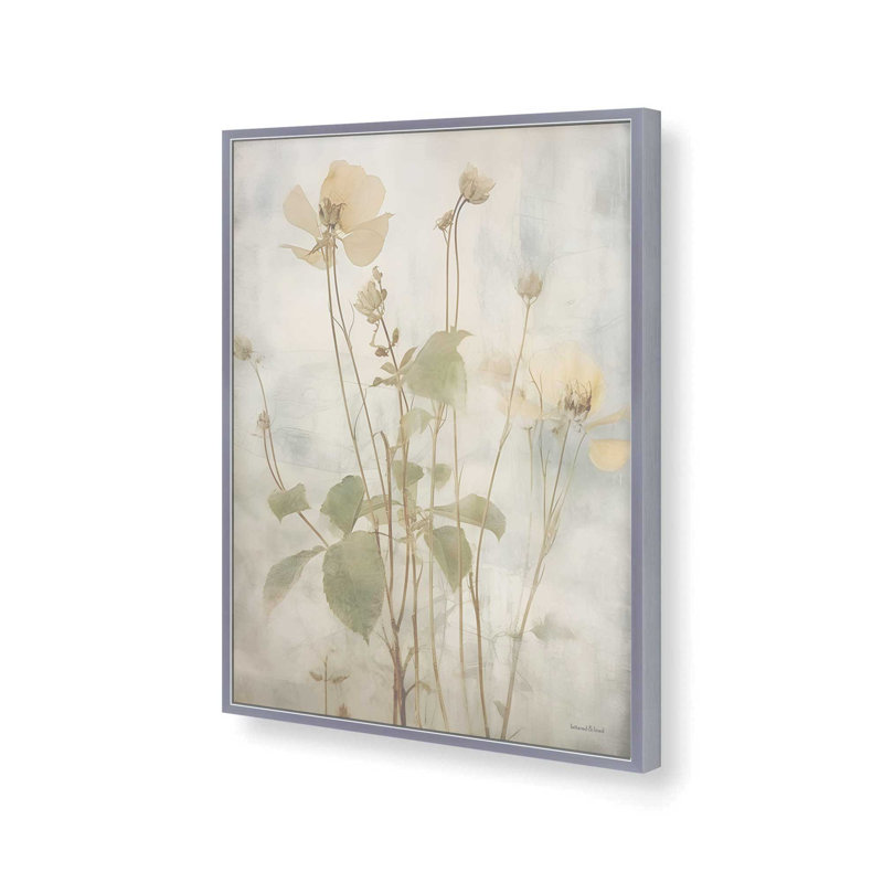"Flowers in the Breeze I" par lettres et doublure, 18 W x 24 H, Silver, Framed Print