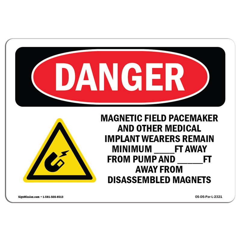 Signe de danger, H 12 po x l 18 po x P 0,1 po