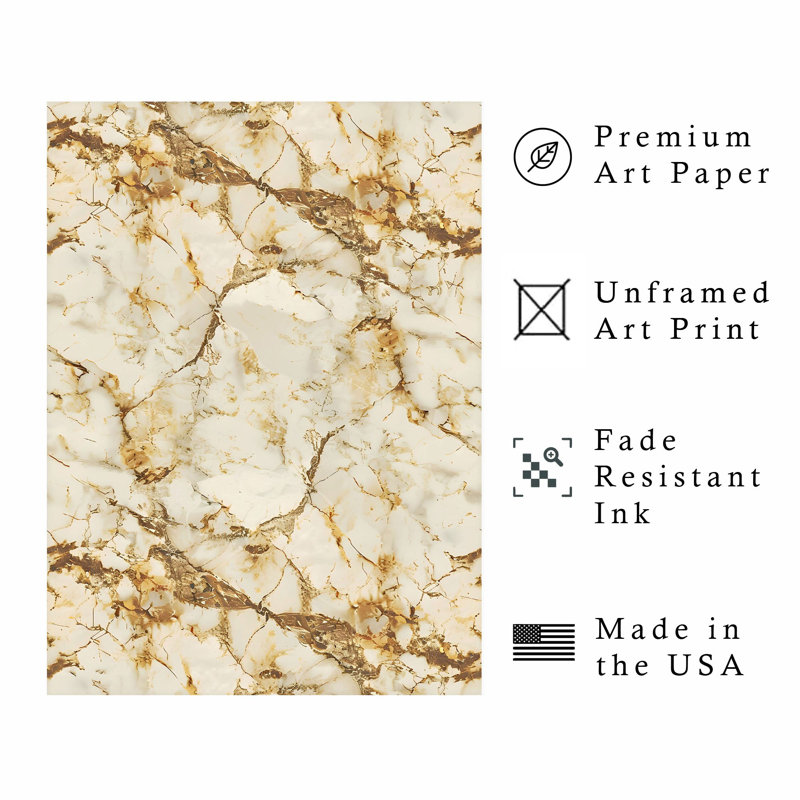 «Abstract Golden Geode VII», reproduction d'art moderne sans cadre, H 10 po x l 8 po