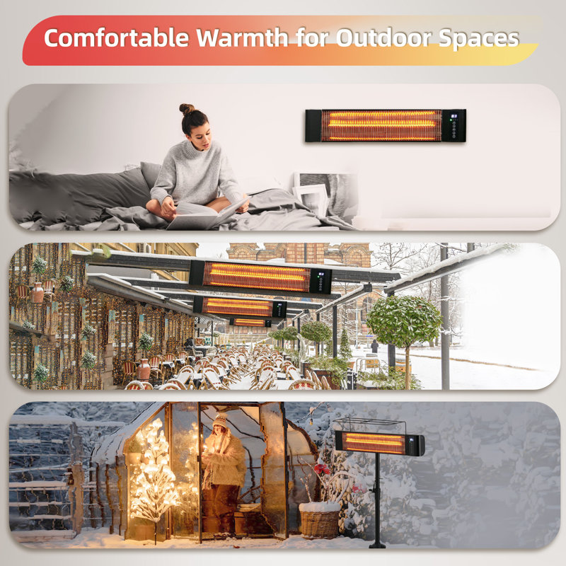 Black 1500W Electric Infrared Patio Heater with Remote