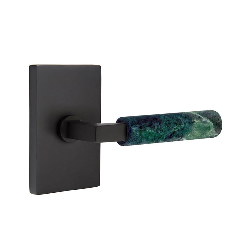 Mortaise d'intérieur Select Passage avec rosette rectangulaire moderne et L-Sq. Tige, levier en marbre, Oui, Dos plat