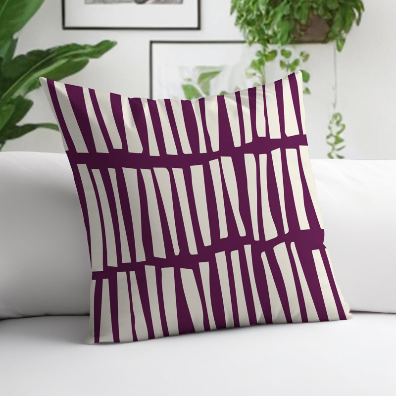Coussin décoratif réversible Clayton, H 17 po x l 17 po, Pourpre / Blanc cassé