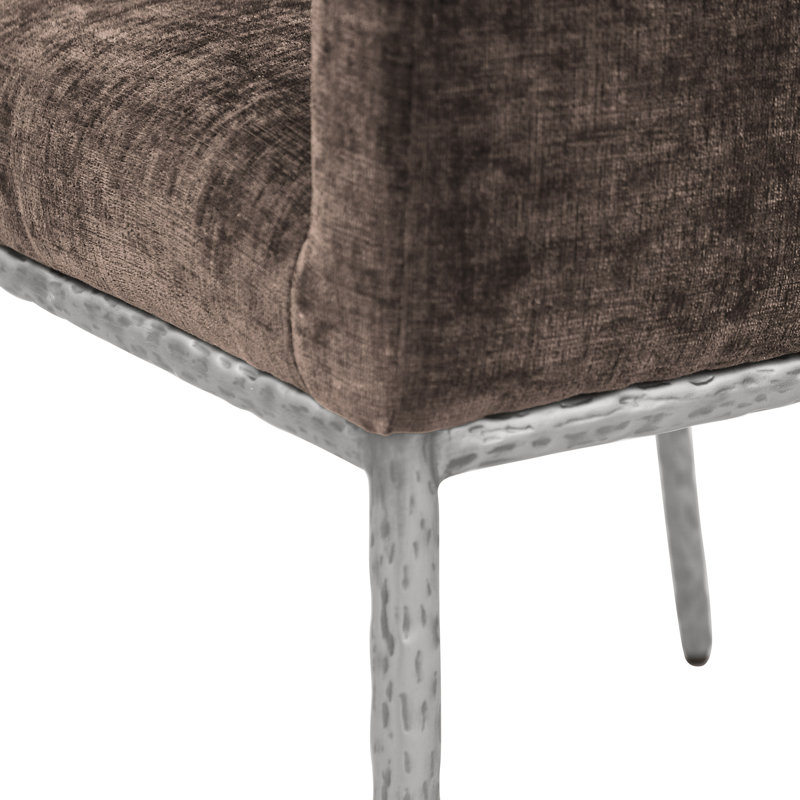 Chaise en chenille Reeves, Tissu chenille brun, Argent brossé