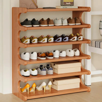 Wood Grain Shoe Rack, Multi-layer Storage Organizer With Independent Cubicles, Space-saving Design For Entryway, Closet & Mudroom