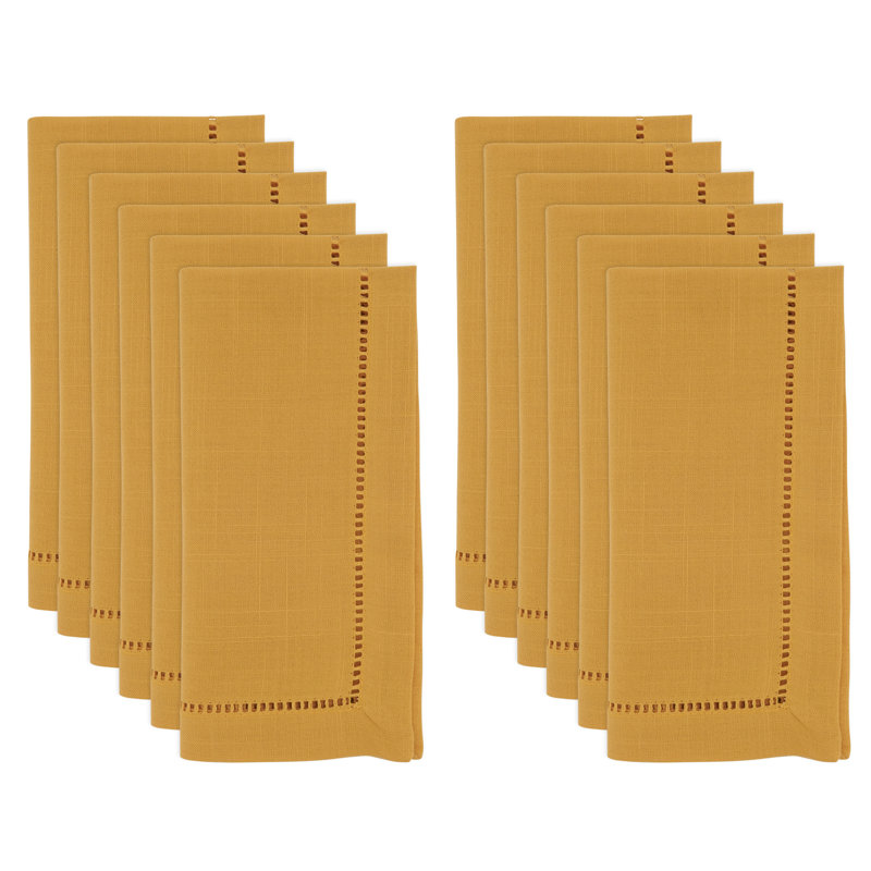 Rowles Hemstitched Border Dinner Napkin, Mustard, 22" L x 22" W