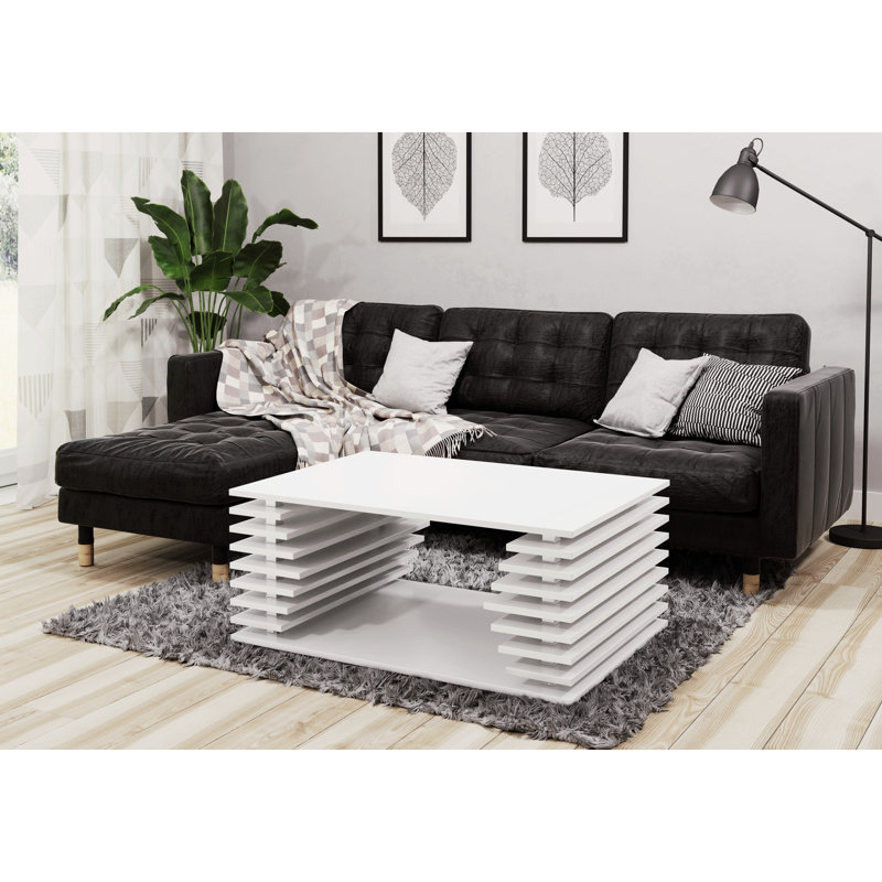 Malcolm Floor Shelf Coffee Table, White