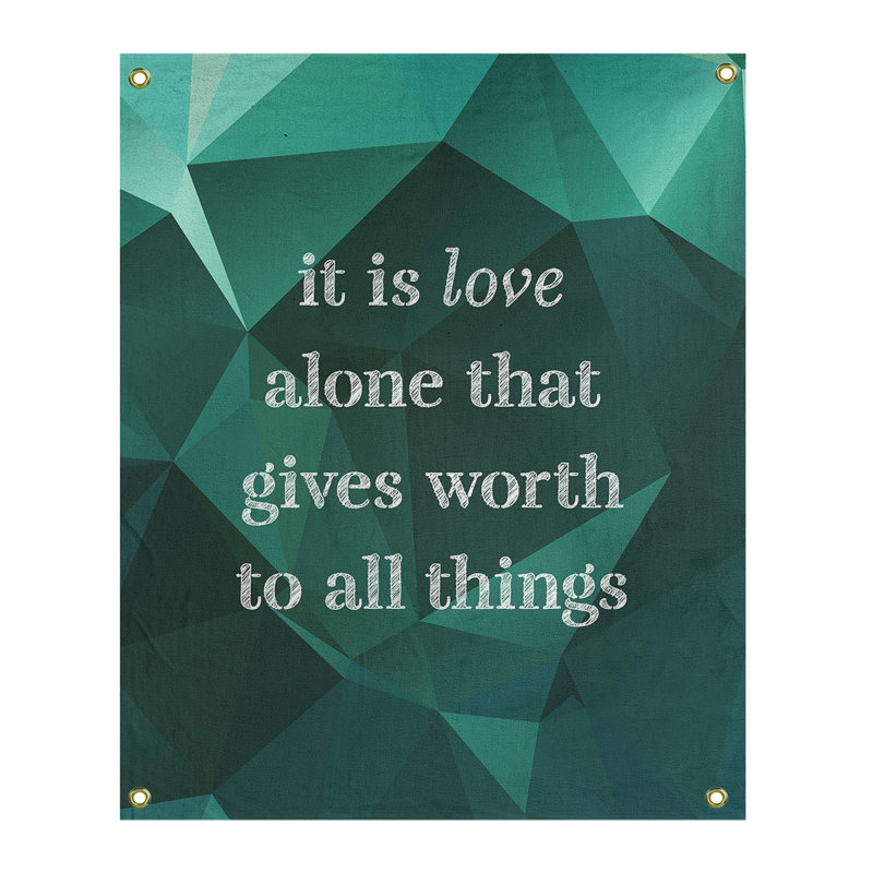Tapisserie en polyester en faux gemme love quot, H 80 po x l 59 po, Émeraude