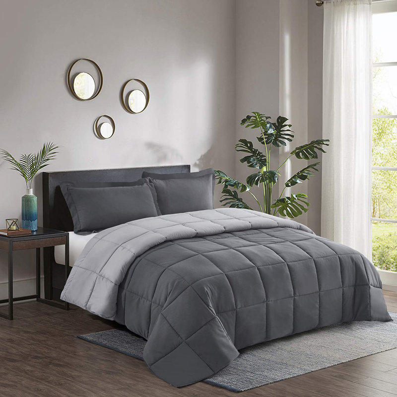 Machine Woven Sheet Set, Light Grey/Dark Grey