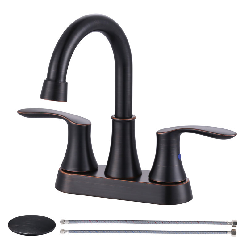 Modern 4-Inhc Centerset 2-Handle Bathroom Faucet with Pop-Up Drain Included, Oil Rubbed Bronze