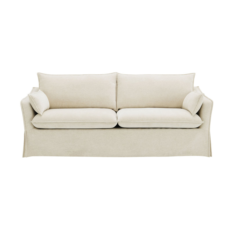 Canapé en lin beige avec 2 coussins Shane, H 34 po x l 82 po x P 34 po