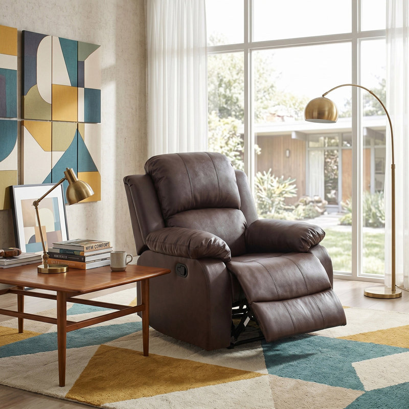 Fauteuil de repos manuel en cuir vegan de luxe brun Seder (1 pièce), Brun
