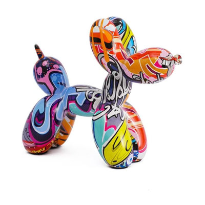 Abstract Graffiti Balloon Dog Resin Sculpture