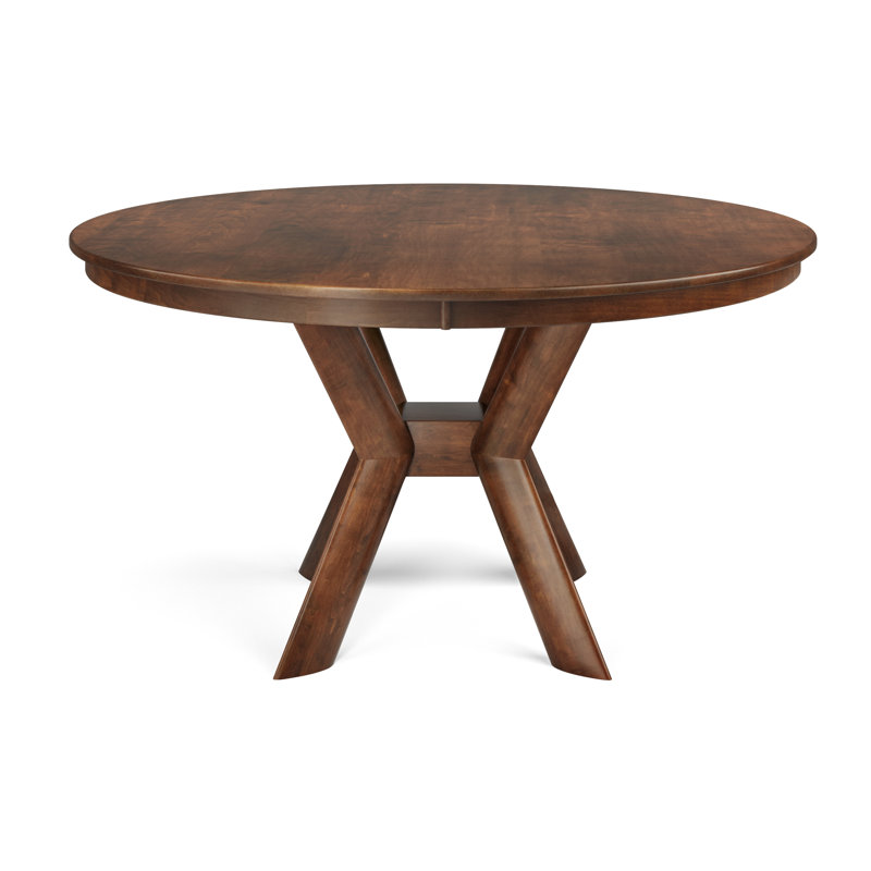 Gysbert Maple Round Solid Wood Dining Table, Walnut, 48" W x 48" L