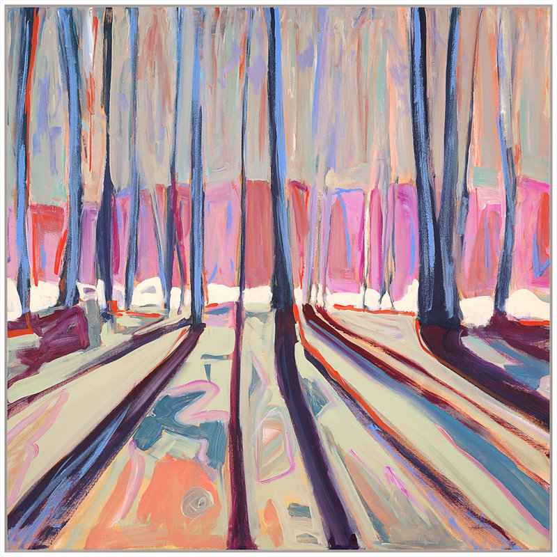 «Mirrored Woods» par Katie Ré Scheidt, Cadre flottant blanc, H 25,25 po x l 25,25 po