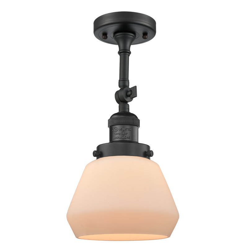 Plafonnier semi-encastré à 1 lumière de 7 po Rivka, Noir mat, Boîtier blanc mat, Ampoule non incluse