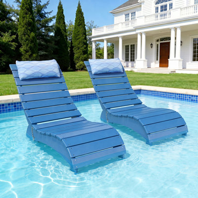 HDPE Patio Chaise Lounge, Waterproof Ergonomic Design with 3-Position Adjustable & Headrest, for Pool, Deck & Beach