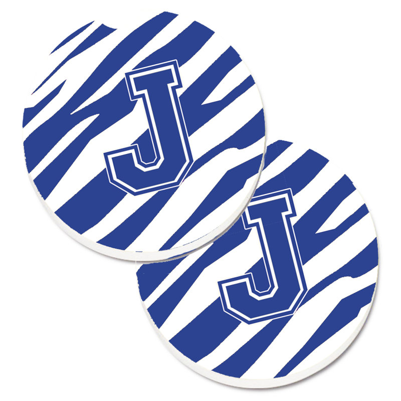 Sous-verre à cogramme initial de q tiger, J, Bleu / Blanc