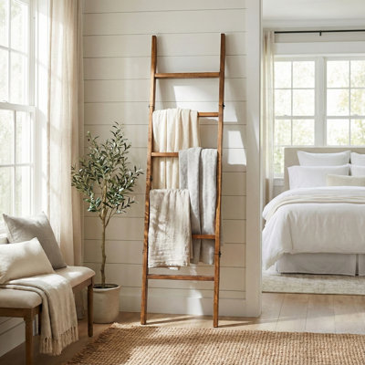 Lemi 6-Tier Solid Wood Blanket Ladder Shelf