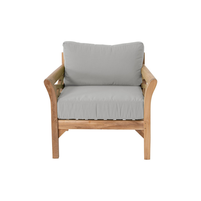 Monterey Teak Outdoor Club Chair with Sunbrella Cushions, Granite