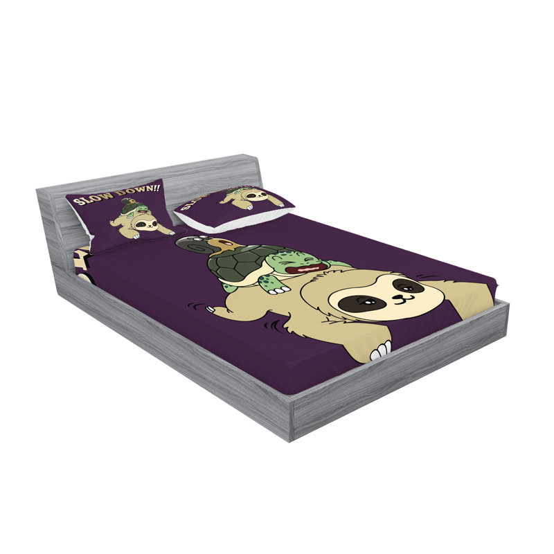 Multicolore drap-housse et coussin décoratif Ambesonne Sloth, Ensemble de draps pour très grand lit californien