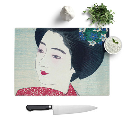 Tempered Glass Young Geisha by Ito Shinsui Chopping Board
