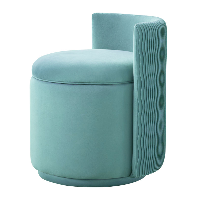 360 Degree Swivel Accent Vanity Chair With Storage Space, Teal Velvet, 23" H x 18.5" W x 18.5" D