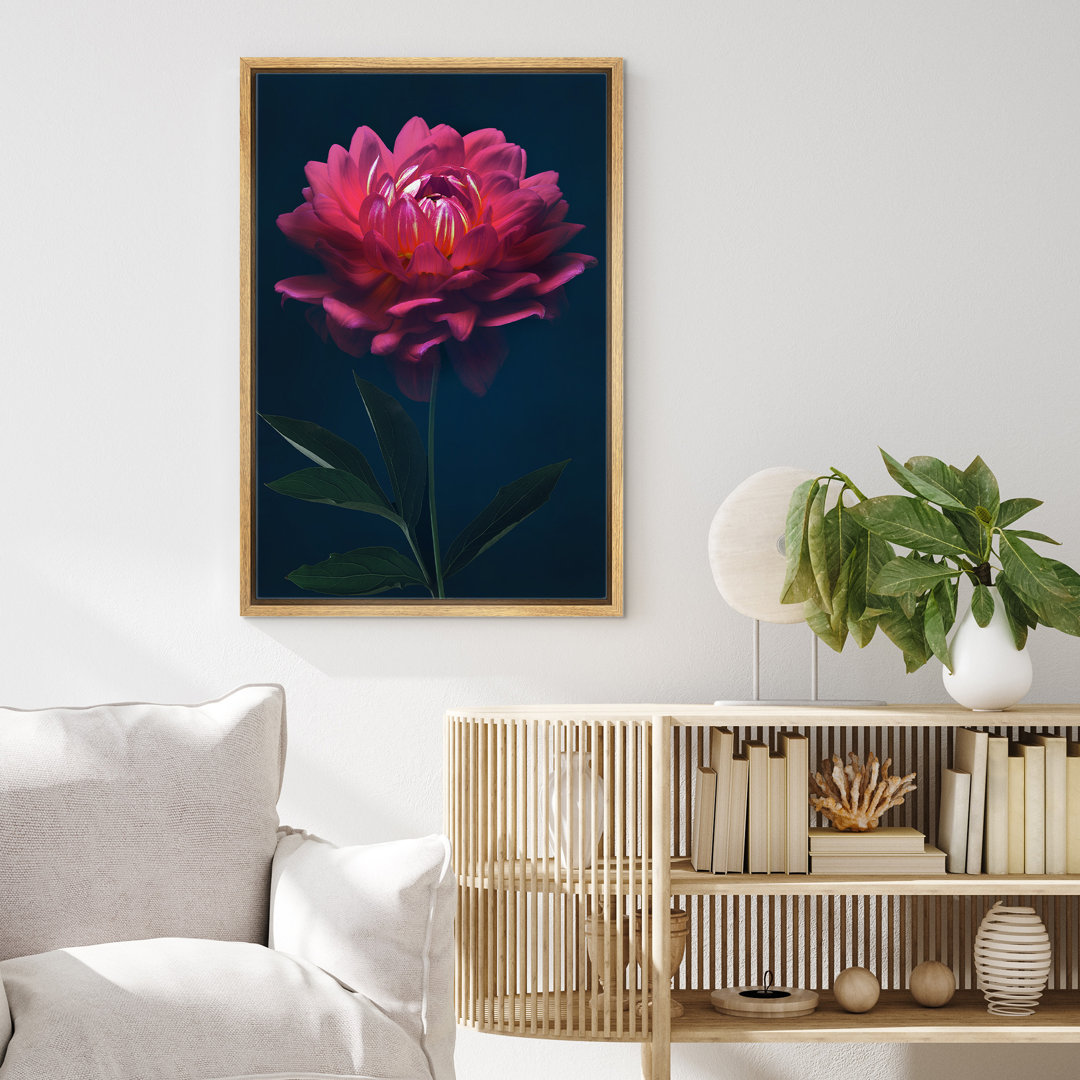 Flower Blossom " IDEA4WALL Framed Canvas Print Wall Art Inside Of Bright Pink Flower Blossom Botanical Wilderness Digital Art Realism Glam CloseUp Colorful For Living Room, Bedroom, Office " IDEA4WALL 