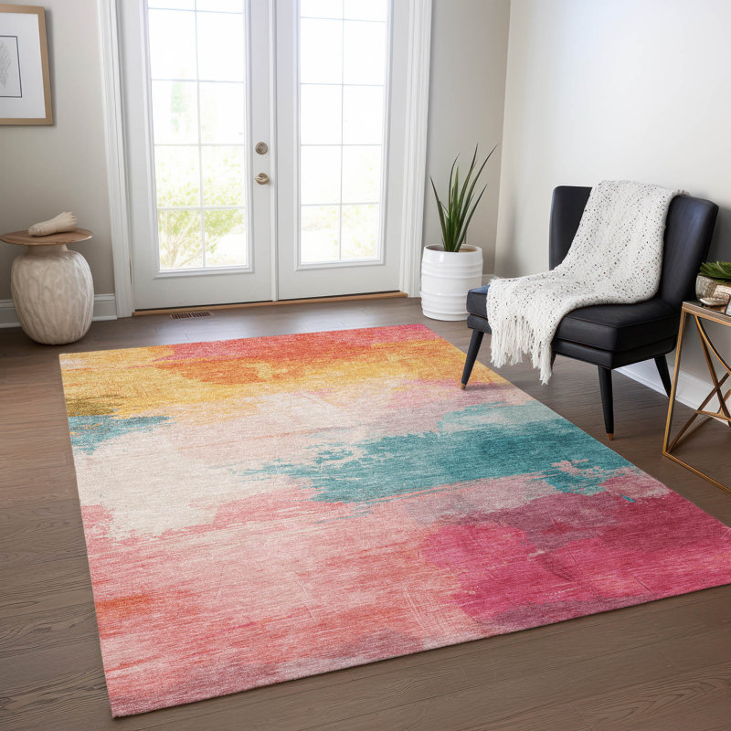 Tapis intérieur / extérieur rose Elanisse , 8 pi x 10 pi