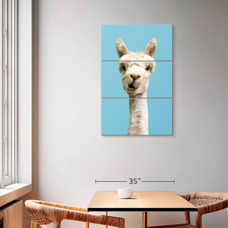 Brampt White Funny Alpaca, 57" H x 36" W
