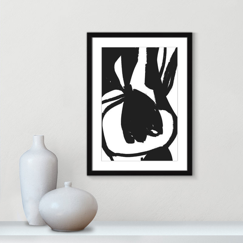«Line Line Collection», Tulipe suspendue sur papier par Leah Straatsma, H 23 po x l 17 po x P 1,25 po, Cadre noir mat