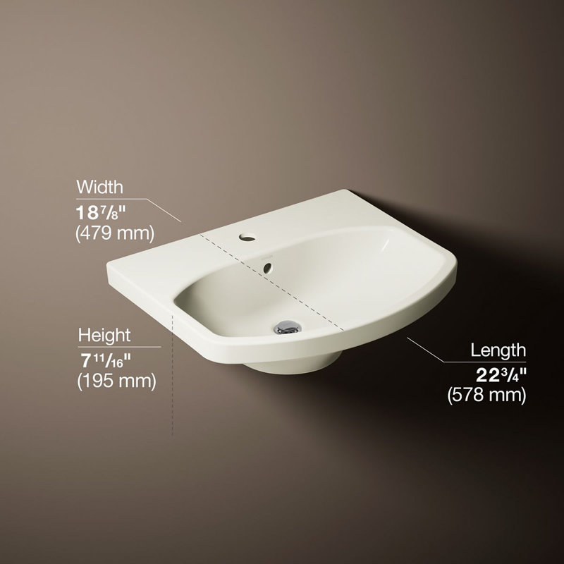 Cimarron® Vitreous China 23" Pedestal Bathroom Sink with Overflow, Biscuit, Single Hole