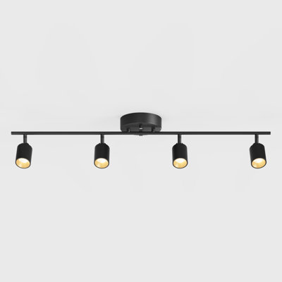 Éclairage sur rail noir mat 4 lumières Shura avec têtes rotatives, DEL intégrée, 3 pi Plafonnier sur rail, 3500 K, 1820 lumens