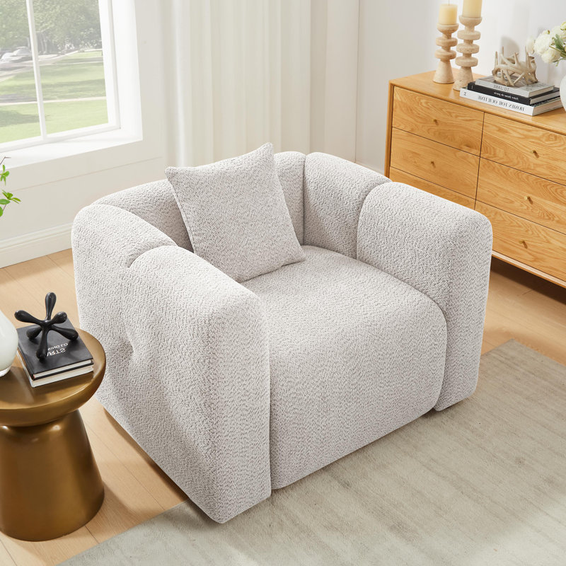 Fauteuil d'appoint rembourré 42,91 pouces Jasey, Polyester kaki clair