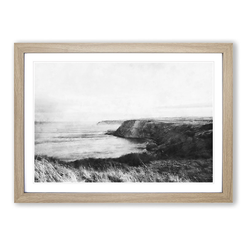 Port Mulgrave In North Yorkshire - Single Picture Frame Painting on MDF, Oak Framed, 62cm H x 87cm W x 2cm D