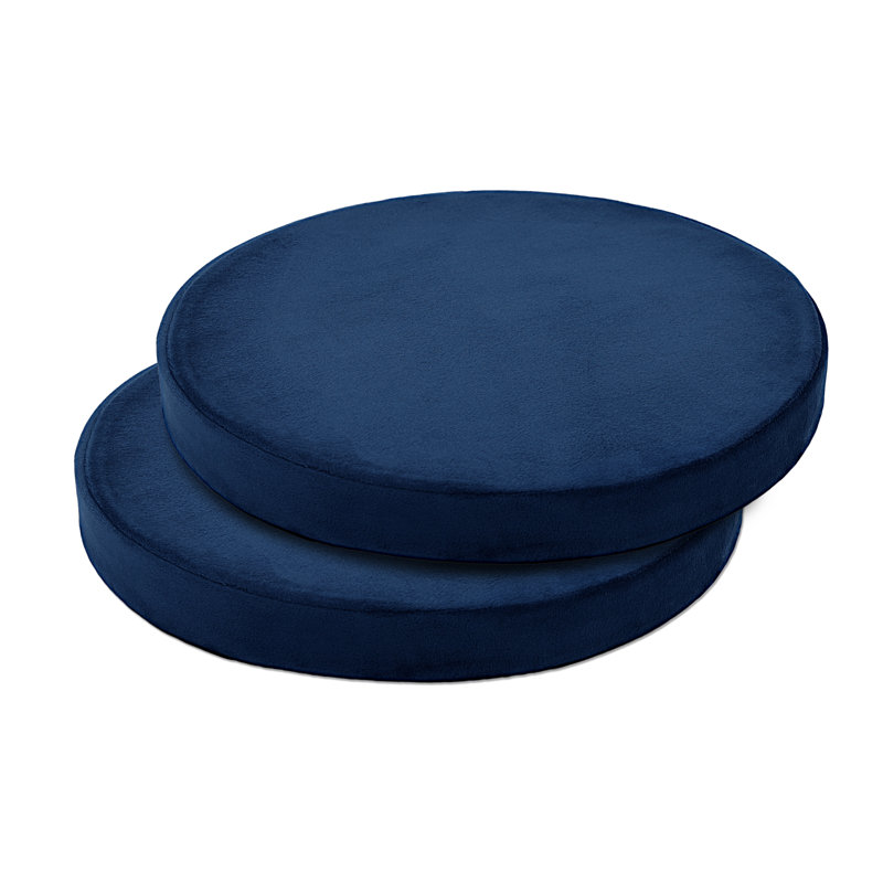 Indoor 2'' Dining Chair Seat Cushion, Blue Polyester/Polyester Blend