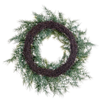 Vickerman Artificial Mixed Fern Cedar Wreath Faux Mixed Assortment 24'' Wreath