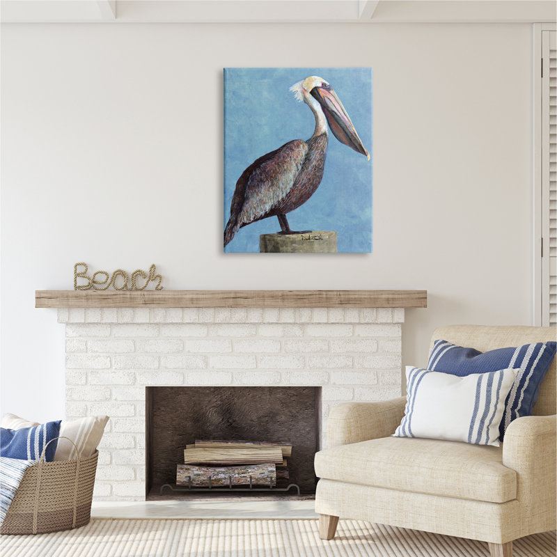 «Stupell Industries Blue Pelican Portrait», art mural sur toile par David Sands, H 40 po x l 30 po x P 1,5 po