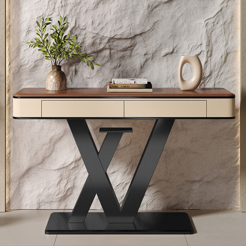 Console de luxe légère de style chinois, 33.5" H x 70.9" W x 13.8" D, Noir