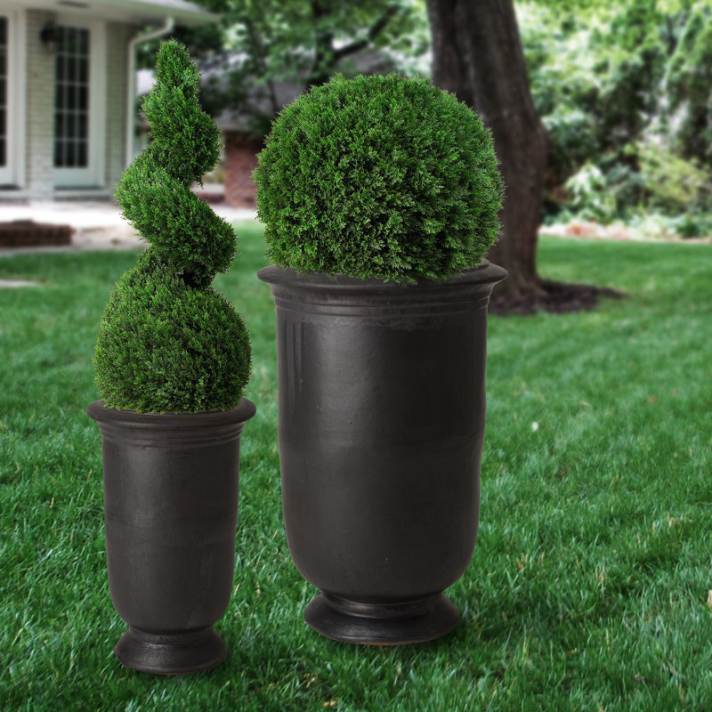 Krieger Handmade Ceramic Planter, Matte Black, 31.5" H x 20.5" W x 20.5" D