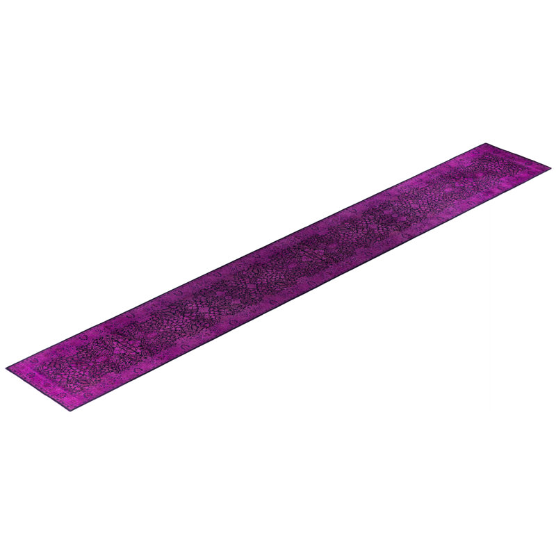 Overdyed Hand-Knotted Wool Modern-Contemporary Purple Runner 2' 7" x 18' 8"
