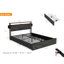 Lit plateforme double avec rangement et DEL - construction, poids de 86,62 lb, structure en métal stable avec ports de charge en noir et gris, largeur de 58,55 po,