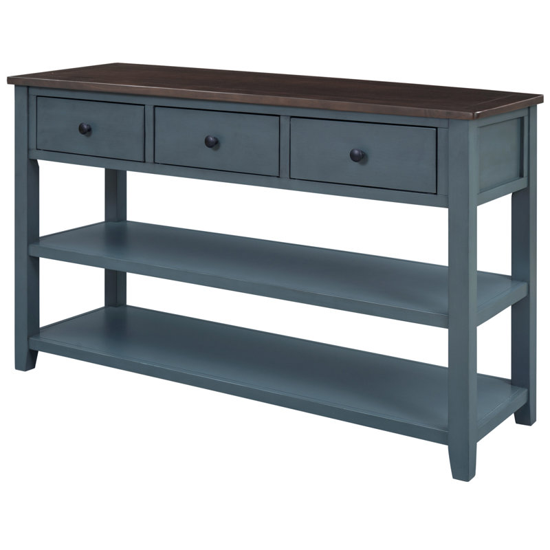 Console rétro avec deux tablettes ouvertes, Marine