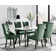 Anders Modern High Gloss Marble Effect Dining Table Set with 6 Luxury Button Velvet Dining Chairs