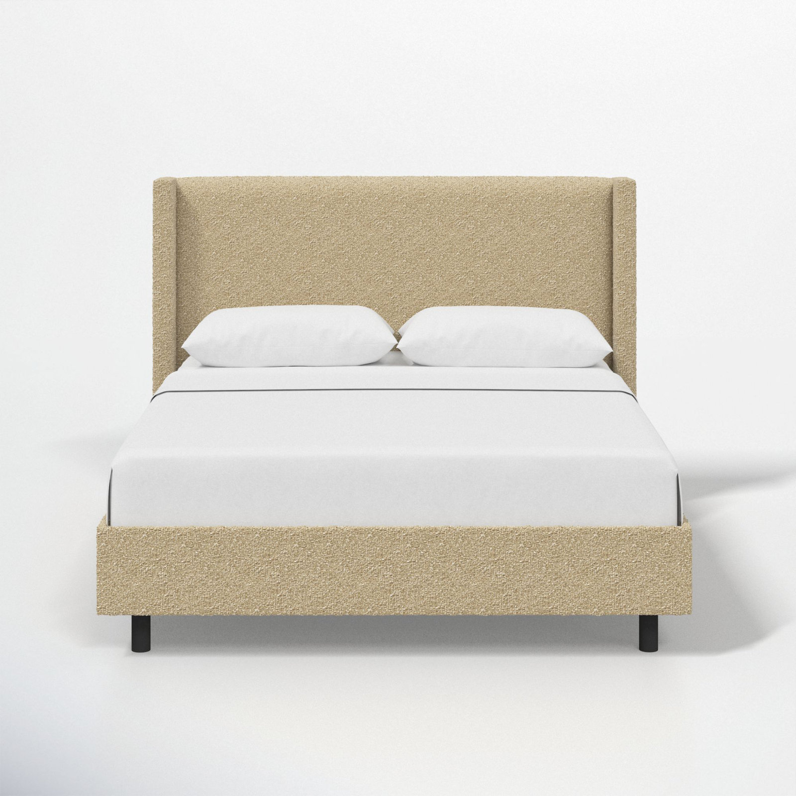 Hanson Upholstered Wingback Platform Bed, California King, Classic Buff Boucle