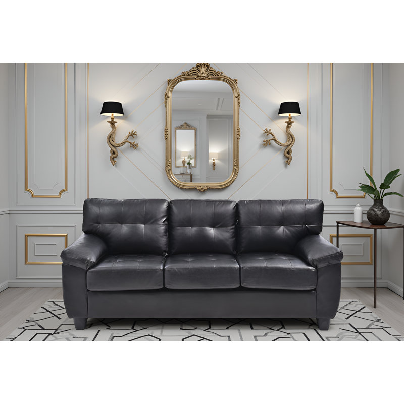 Rimouski Faux Leather Sofa, Black